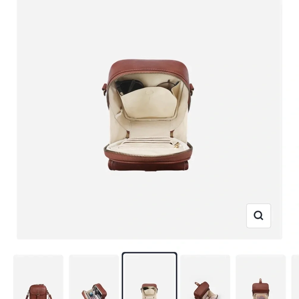 Minooy Naya Coffee-Brown Leather Crossbody Bag - Picture 10 of 16